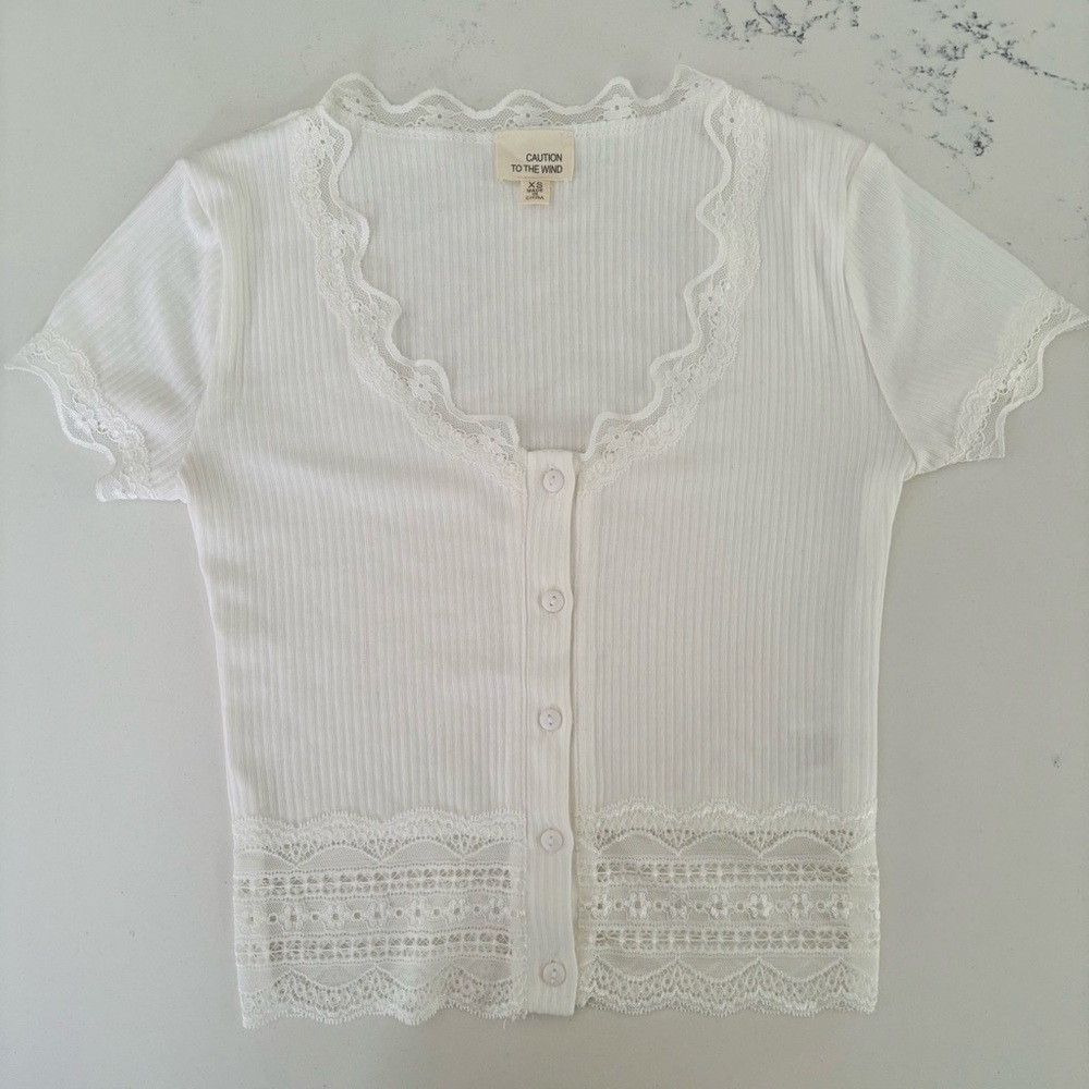 Buttoned Lace Top